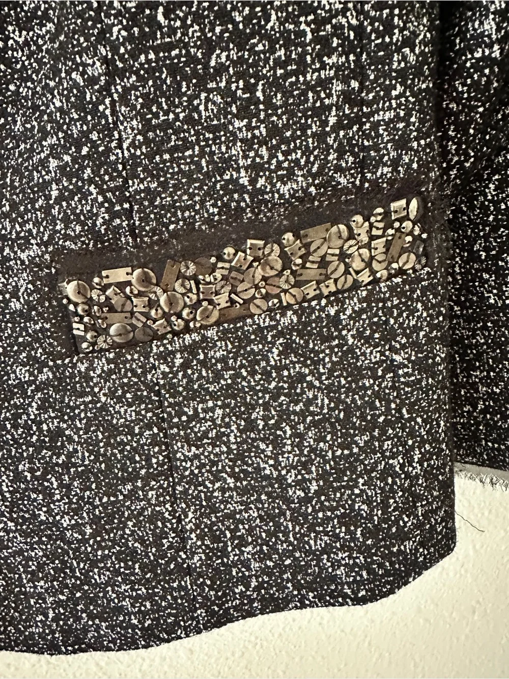 Classiques Entier Black Tweed Embellished Collar Jacket - Picture 4 of 7